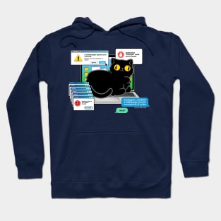 Cat on Laptop Glitch Hoodie